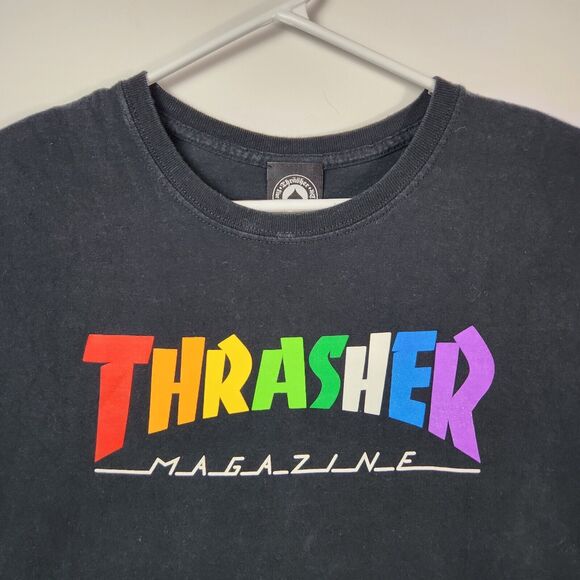 Thrasher Magazine Shirt Men's Sz L Skateboarding Y2k Rainbow VTG 90s Sports Punk - Picture 2 of 9